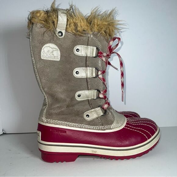 Sorel Tofino Winter Lined Boots Red Women SZ  5 NY1839-223 Brindle & Oyster Faux - Picture 1 of 13